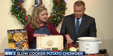 WISC-TV 3: Making Slow-Cooker Potato Chowder with Wisconsin Pepper Jack