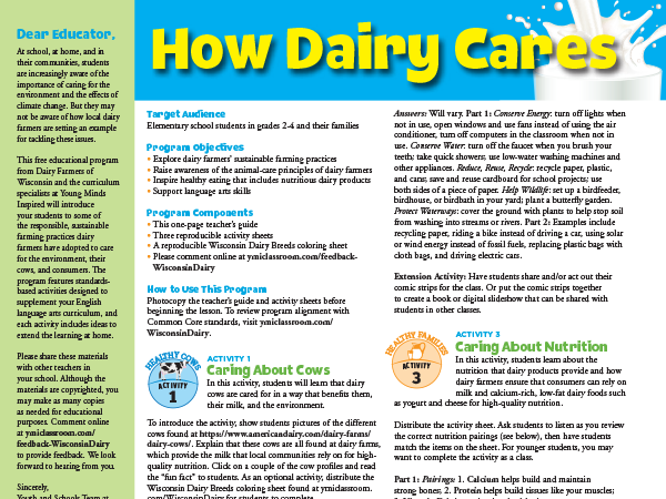 Dairy cares lesson