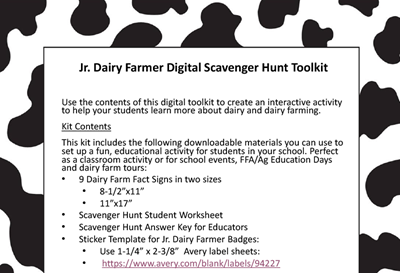 Jr. Dairy Farmer Scavenger Hunt