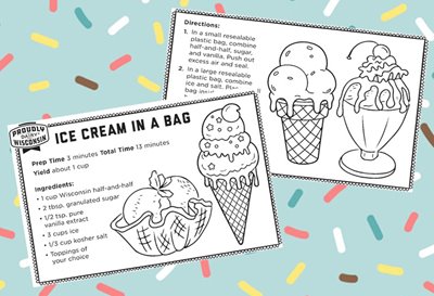 Coloring Card - Ice Cream Recipe